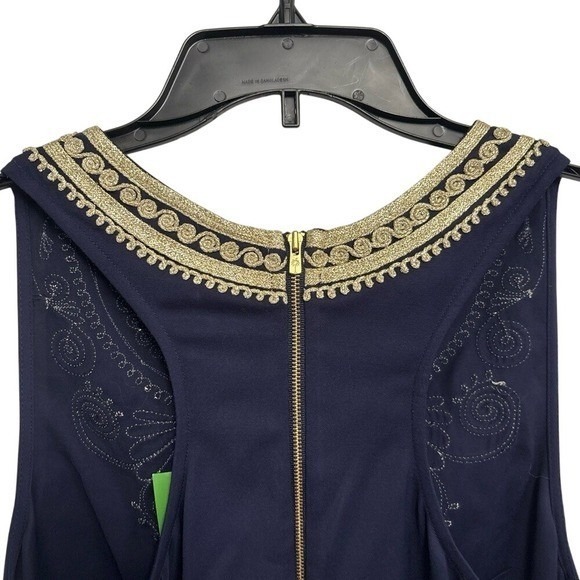 NWT Lilly Pulitzer Carlotta Shift Dress Womens 4 Navy Gold Embroidered Stretch - Picture 5 of 9